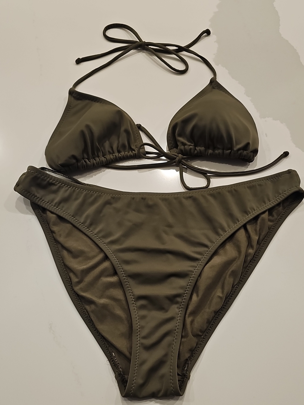 Shakespeare In LOVE Olive Green Triangle Bikini Set